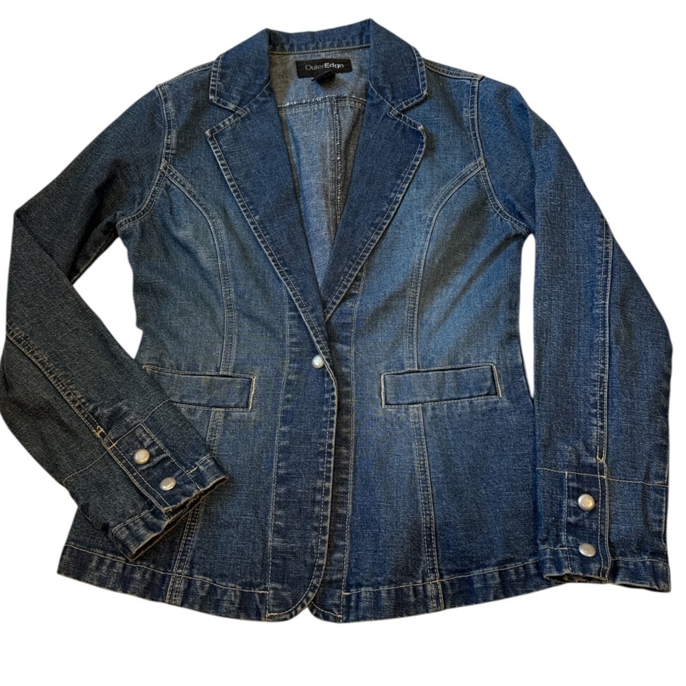 🟠 Outer Edge Women's Blue Denim Jacket Size Small